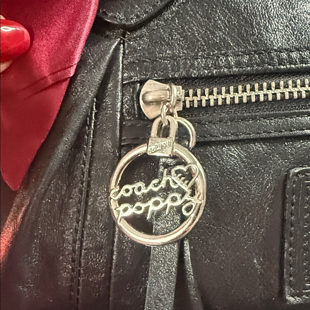 Coach Poppy Legacy Satchel Black Metallic Leather Bag - Picture 6 of 15